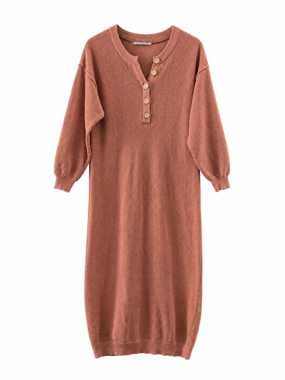 Free People FP Beach Hailee Sweater Midi Dress XS Aged Terracotta Cotton Henley